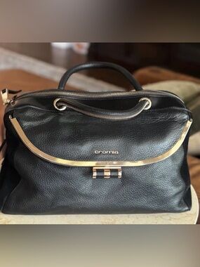 CROMIA Italian leather and suede satchel